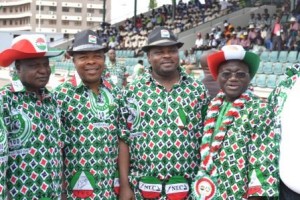 Com. Abduwaheed Omar, NLC, President Rt. Hon. Emake Ihedioha Deputy Speaker Federal House of Assembly, Hon. Aminu Suleiman Chairman House Committee on Education, Comrade Issa Aremu  mni. General Secretary, NUTGTWN and Vice President NLC  